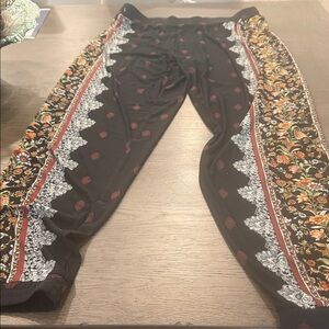 Susan Graver Black and Multicolor Wide Leg Pants